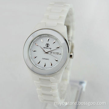 Wholesale Luxurious Design Popular White Ceramic Unisex Wristwatch, OEM and ODM